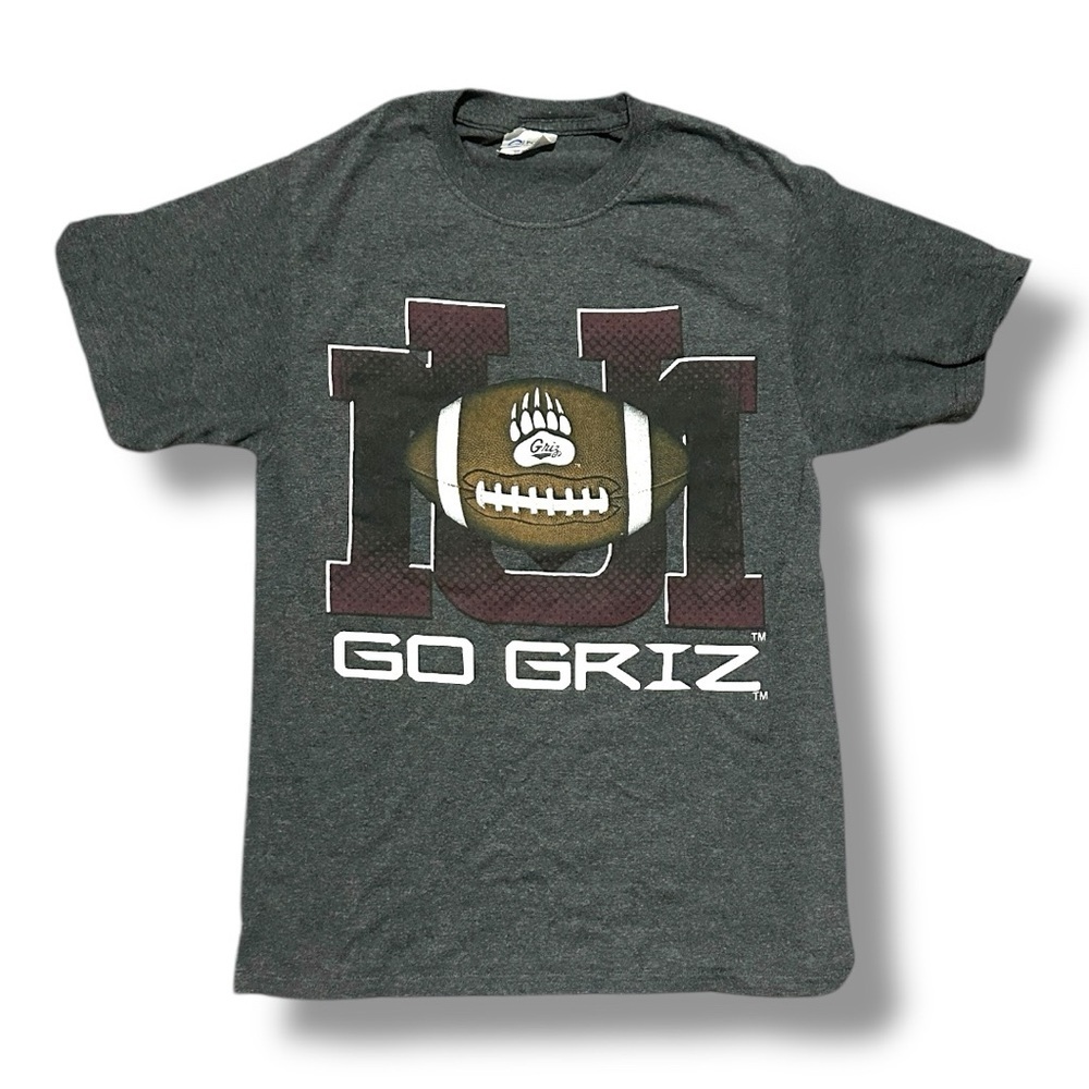 Montana Grizzlies Football T-Shirt Size Small Unisex Gray Tee NCAA Go Griz